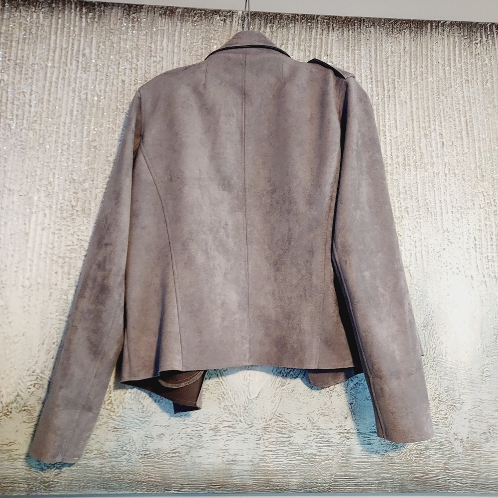 KUT From The Kloth Jacee Open Faux Suede Moto Jacket Sz L - Picture 6 of 11